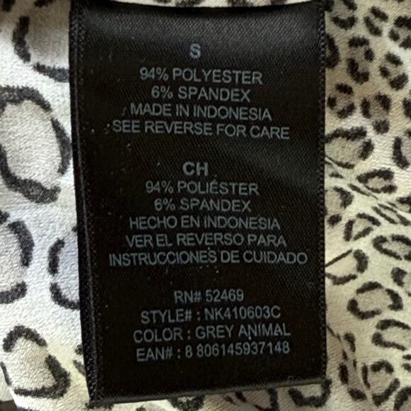 Norma Kamali Gray Leopard Faux Wrap Stretch Knit S Dress MSRP $250 - Picture 5 of 6